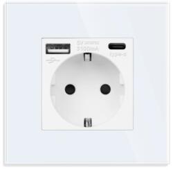 Tosyco Priză Schuko simplă cu ramă din sticlă [CLONE] (TOS-CSK-USB-AC-W)