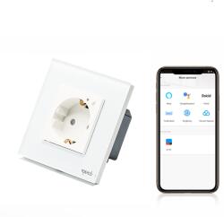 Tosyco Priză schuko WIFI simplă cu ramă din sticlă [CLONE] (TOS-C1SK-ZB-W)