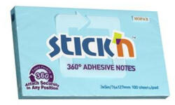 STICK N Öntapadó jegyzettömb, 76x127 mm, 100 lap, STICK N „360°, kék (21557) - iroszer24