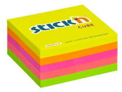 STICK N Öntapadó jegyzettömb, 51x51 mm, 250 lap, STICK N, neon színek (21203) - iroszer24