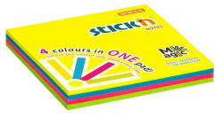 STICK N Öntapadó jegyzettömb, 76x76 mm, 100 lap, STICK N "Magic Pad" neon színek (21571)
