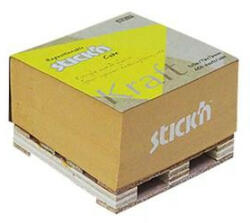 STICK N Öntapadó jegyzettömb, 76x76 mm, 400 lap, mini raklap, STICK N "Kraft Cube", barna (21816) - iroszer24