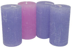 GYD Gyertya rusztikus adventi 3 lila + 1 rózsaszín színű 4 db, 4 cm X 8 cm