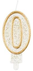 Beauty & Charm Számgyertya fehér alapon aranyozott színű 0-ás 7, 5 cm