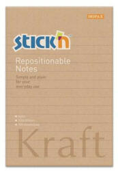 STICK N Öntapadó jegyzettömb, vonalas, 150x101 mm, 100 lap, STICK N "Kraft Notes (21641)
