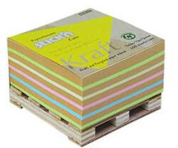 STICK N Öntapadó jegyzettömb, 76x76 mm, 400 lap, mini raklap, STICK N "Kraft Cube", vegyes színek (21817)