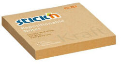 STICK N Öntapadó jegyzettömb, 76x76 mm, 100 lap, STICK N "Kraft Notes", barna (21639) - iroszer24