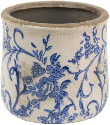 Clayre & Eef Set 2 ghivece flori ceramica alba albastra 12x11 cm (6CE1396M)