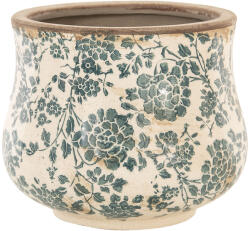 Clayre & Eef Set 2 ghivece flori ceramica bej verde 15x13 cm (6CE1034S)