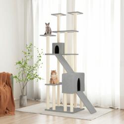 vidaXL Ansamblu pisici, stâlpi din funie sisal, gri deschis, 190 cm (171649) - comfy