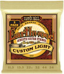 Ernie Ball 3007 Earthwood Custom Light 80/20 Bronze 3-Pack