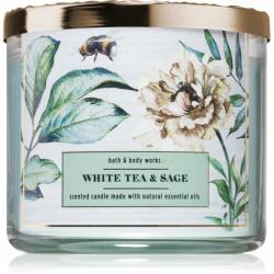 Bath & Body Works White Tea & Sage lumânare parfumată cu uleiuri esentiale 411 g