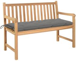 vidaXL Bancă de grădină, pernă gri, 120 cm, lemn masiv tec (3062692)