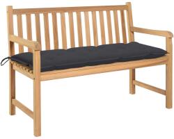 vidaXL Bancă de grădină cu pernă antracit, 120 cm, lemn masiv tec (3062691)