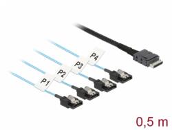 Delock Cablu OCuLink SFF-8611 la 4 x SATA 7 pini 0.5m metal, Delock 85468 (85468)