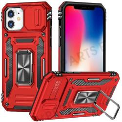 case-6651013 Apple iPhone 11, Armor piros gyűrűs TPU tok, elhúzható kamera védővel (case-6651013)