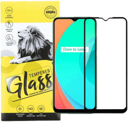 realme C11 2021 / C20 üvegfólia, tempered glass, előlapi, 9D, edzett, hajlított, fekete kerettel