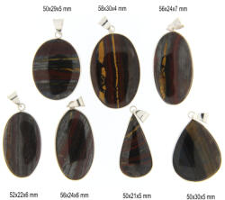  Pandantiv Ochi de Tigru cu Fier Natural cu Metal Alpaca - Picatura - Oval - 50-58 x 21-30 x 4-7 mm - 1 Buc