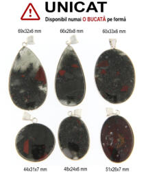  Pandantiv Jasp Heliotrop Natural cu Metal Alpaca - Oval - Picatura - Disc - 44-69 x 24-33 x 6-8 mm - 1 Buc