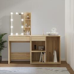 vidaXL Măsuță de toaletă cu LED și dulap stejar sonoma, lemn prelucrat (3082020)