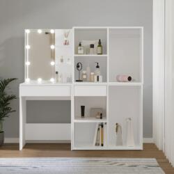 vidaXL Măsuță de toaletă cu LED și 2 dulapuri, alb, lemn prelucrat (3082026)