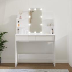 vidaXL Masă de toaletă cu LED, alb extralucios, 96x40x142 cm (808825)