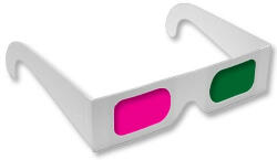 trendshop Magenta-zöld 3D szemüveg - Papírkeretes fehér (3d-m112)