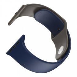 Dotfes Apple Watch okosóra szilikon szíj, 42/44mm, M/L méret, sötétkék + barna, Dotfes S03 - gsmlive