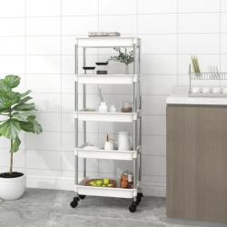 vidaXL Кухненска количка на 5 нива, бяла, 42x29x128 см, желязо и ABS (336332)