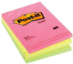 Post-it Notes Adeziv Post-It 3M Neon Liniat 102 X 152 Mm 100 File (NOT086)