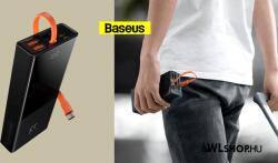 Baseus Elf 20000mAh 65W külső akkumulátor 2xUSB/USB-C + beépített USB-C PD, QC kábel - Fekete