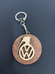 Volkswagen gravírozott fa kulcstartó 6mm nyírfából új kinézet A (DP-UJVW2A)