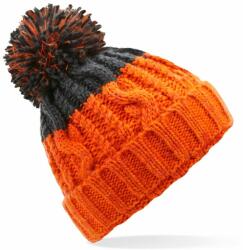 Beechfield Căciulă tricotată în două culori cu pompon - Oranj / grafit (B437-1000289581)