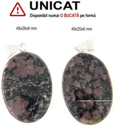  Pandantiv Rubin in Matrice Natural cu Metal Alpaca - Oval - 49-25-26 x 6 mm - 1 Buc