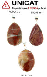  Pandantiv Jasp Breccia Natural cu Metal Alpaca - Picatura - Oval - 4-51 x 24-29 x 5-7 mm - 1 Buc