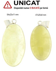 Pandantiv Cuart Lemon Natural cu Metal Alpaca - Oval - 47-54 x 20-23 x 8-11 mm - 1 Buc