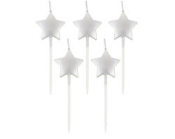Godan Metallic Silver Star, Ezüst csillag tortagyertya, gyertya szett 5 db-os (MLG130034)