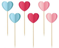 Godan Love is in the air 3D Szív díszítő pálca, topper 6 db-os (MLG172119)
