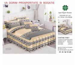 Lenjerii calitate Lenjerie de Lux cu Volanase pentru pat dublu din Bumbac FINET Gros - VLR61 Lenjerie de pat