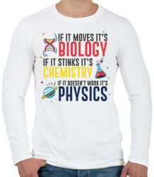 printfashion Biológia, kémia, fizika - Férfi hosszú ujjú póló - Fehér (11944378)
