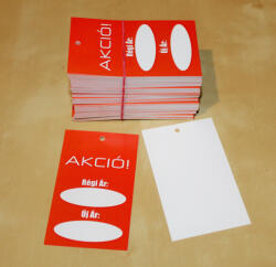  80x48 mm függő címke/etikett kis lyukkal AKCIÓ felirattal