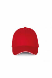 K-UP Uniszex sapka K-UP KP185 Cap With Contrasting Sandwich peak - 6panels -Egy méret, Red/White