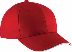 K-UP Uniszex sapka K-UP KP153 Sandwich peak Cap - 6 panels -Egy méret, Red/White