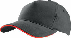 K-UP Uniszex sapka K-UP KP124 Sandwich peak Cap - 5 panels -Egy méret, Slate Grey/Red