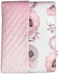 Baby Nellys Cusătură pe ambele fețe. pătură Bumbac + catifea, Baby Nellys 100x75 cm, Animale pe un nor, roz