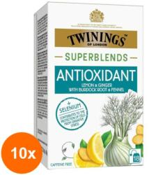 TWININGS Set 10 X Ceai Detoxifiant Twinings Superblends cu Lamaie si Ghimbir, 18 x 2 g