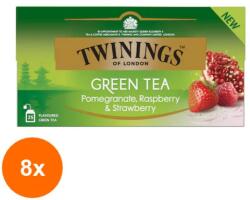 TWININGS Set 8 X Ceai Verde cu Aroma de Rodie, Zmeura si Capsuni Twinings 25 x 1.5 g