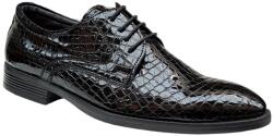 Ciucaleti Shoes Pantofi barbati office, eleganti din piele naturala, Croco, Negru, LAC, TEST61NC - ciucaleti