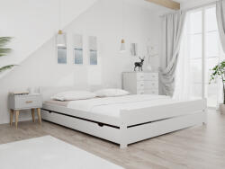 Pat dublu Culoare alb, IKAROS DOUBLE 180 x 200 cm Saltele: Cu saltele Deluxe 10 cm, Somiera pat: Cu lamele drepte
