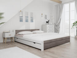 Pat dublu Culoare alb/stejar trufa, IKAROS 160 x 200 cm Saltele: Cu saltele Coco Maxi 19 cm, Somiera pat: Cu lamele drepte